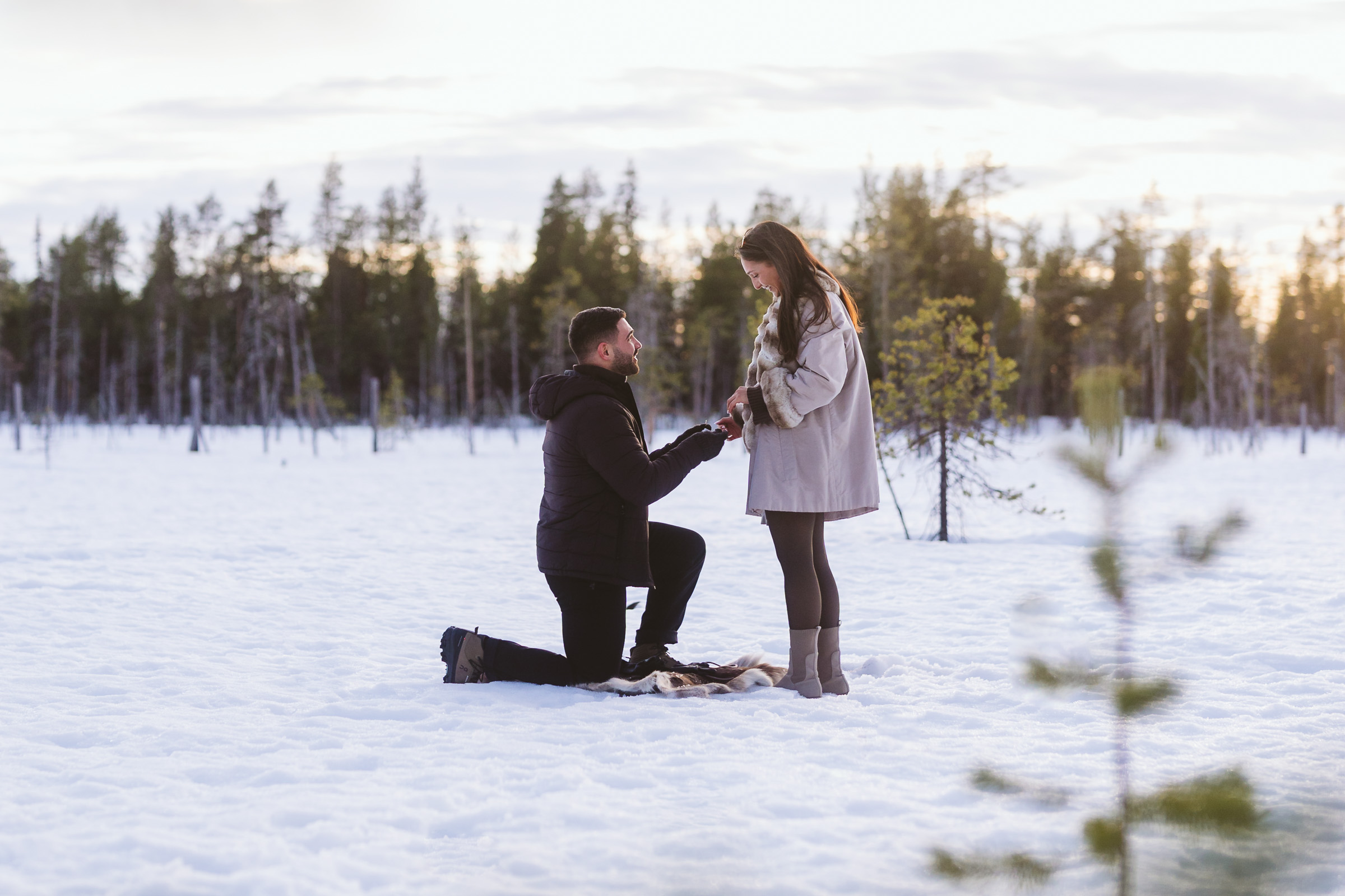 surprise proposal in Finnish Lapland Levi 1